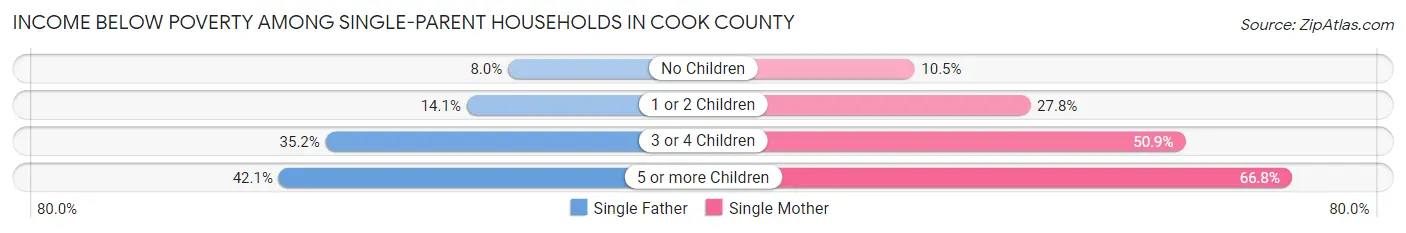 Income Below Poverty Among Single-Parent Households in Cook County