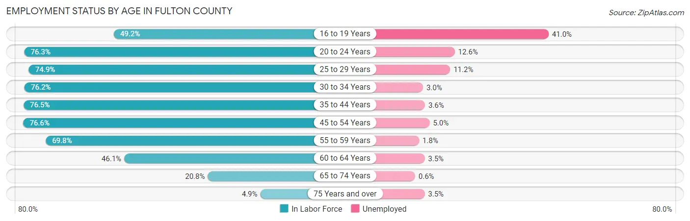 Employment Status by Age in Fulton County