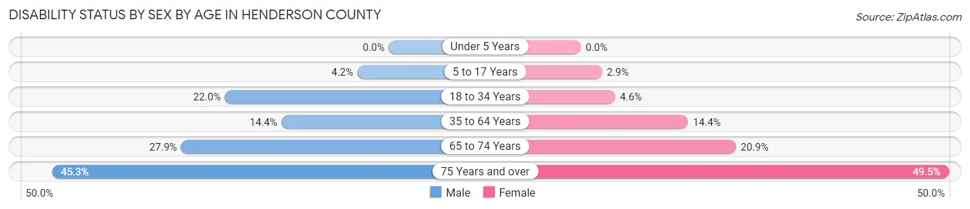 Disability Status by Sex by Age in Henderson County