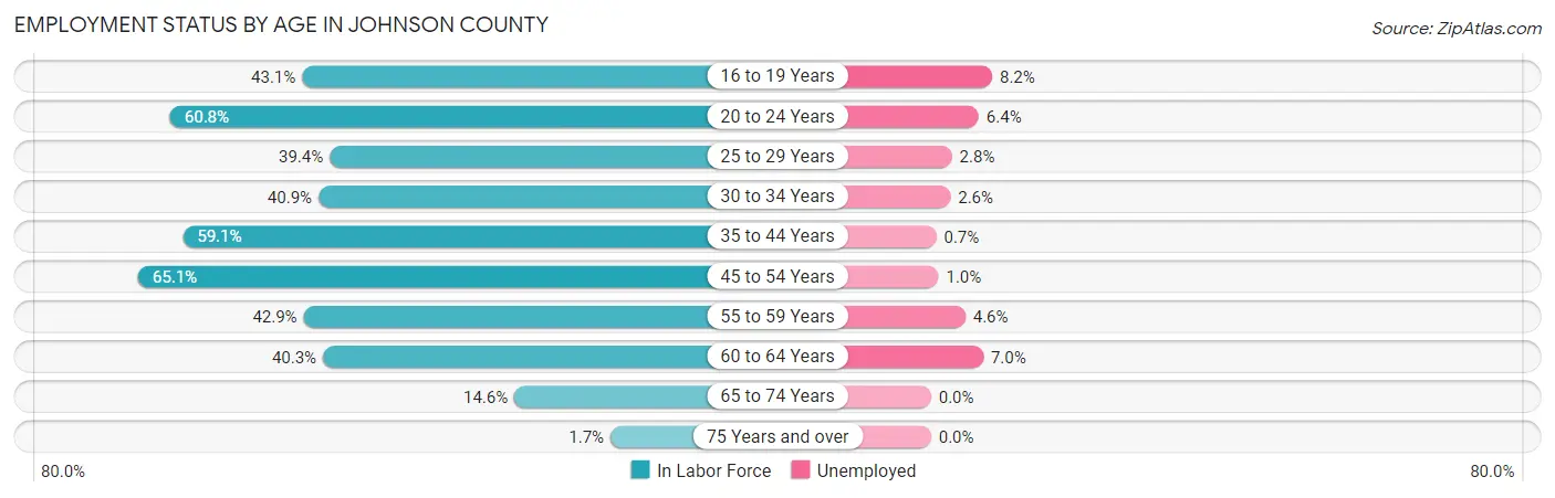 Employment Status by Age in Johnson County