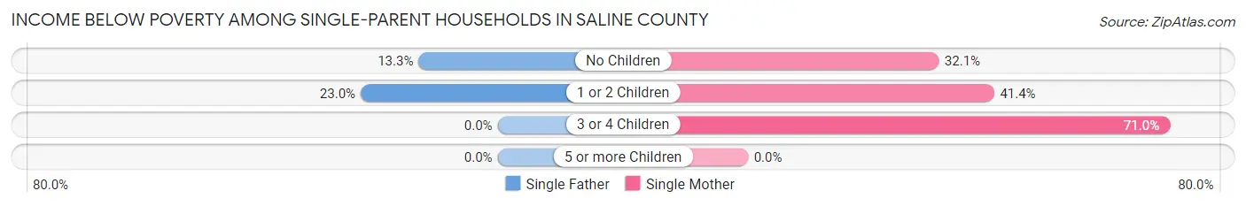 Income Below Poverty Among Single-Parent Households in Saline County