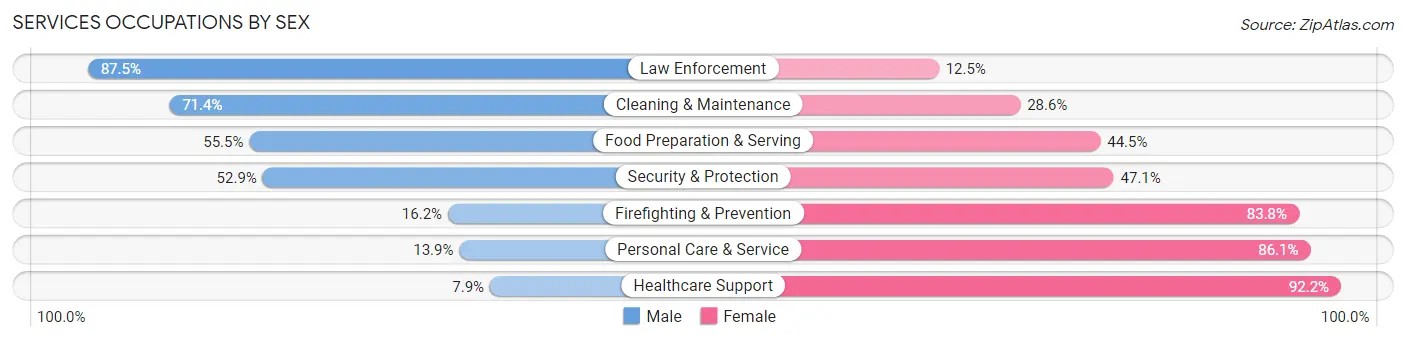 Services Occupations by Sex in Stephenson County