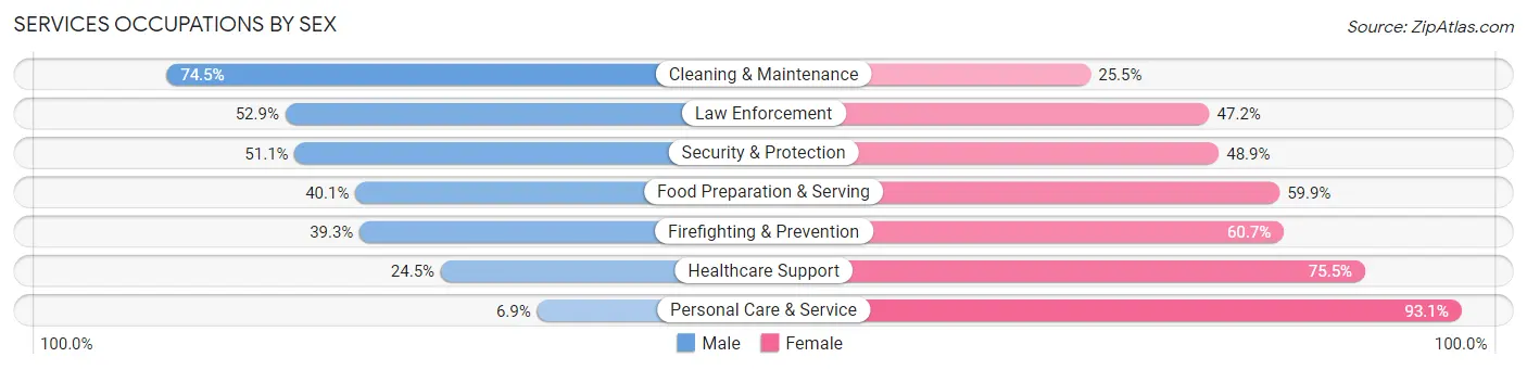 Services Occupations by Sex in Wabash County