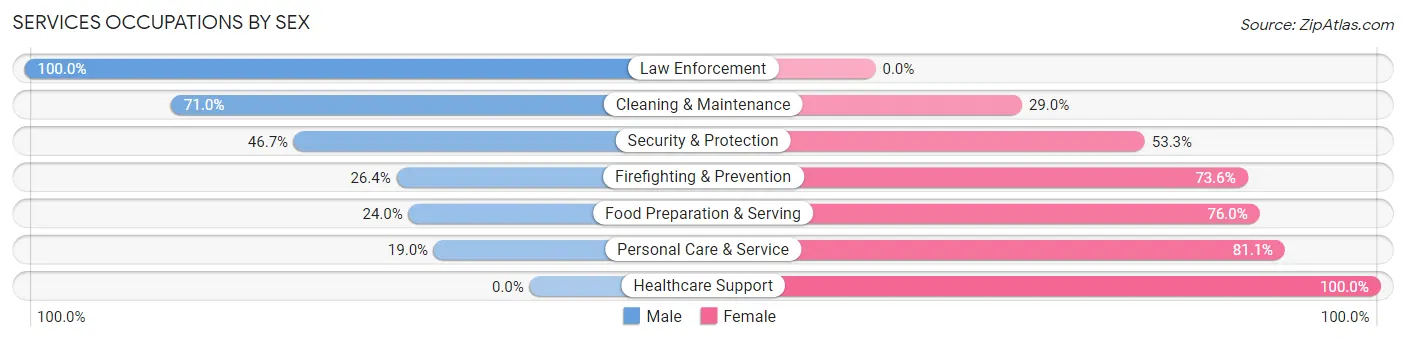 Services Occupations by Sex in Warren County
