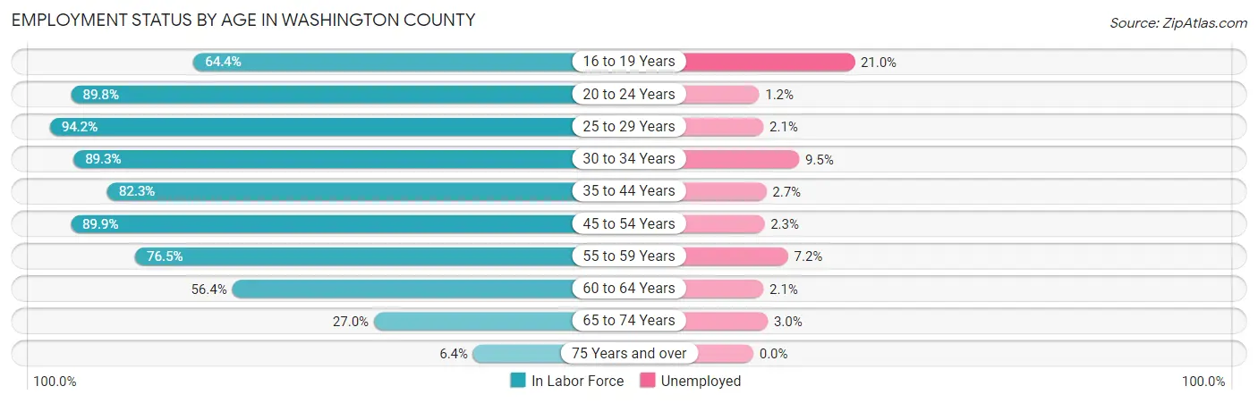 Employment Status by Age in Washington County