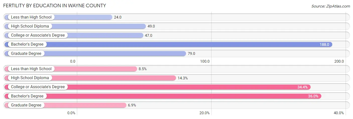Female Fertility by Education Attainment in Wayne County