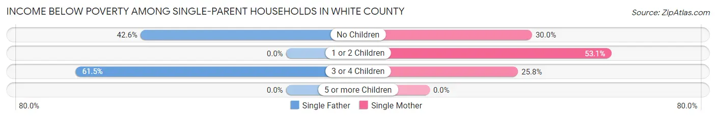 Income Below Poverty Among Single-Parent Households in White County