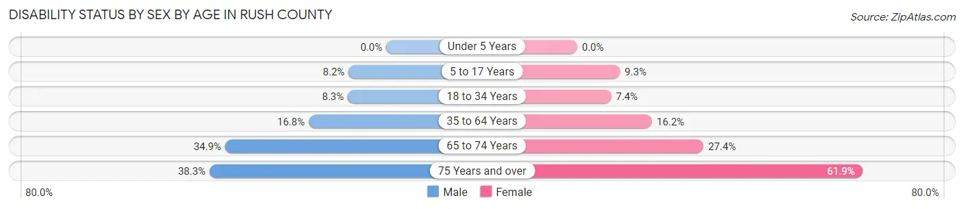 Disability Status by Sex by Age in Rush County