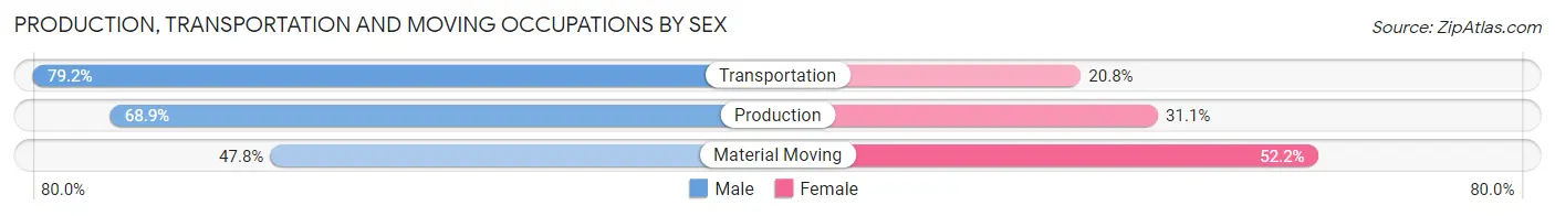 Production, Transportation and Moving Occupations by Sex in Rush County