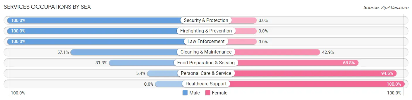 Services Occupations by Sex in Rush County