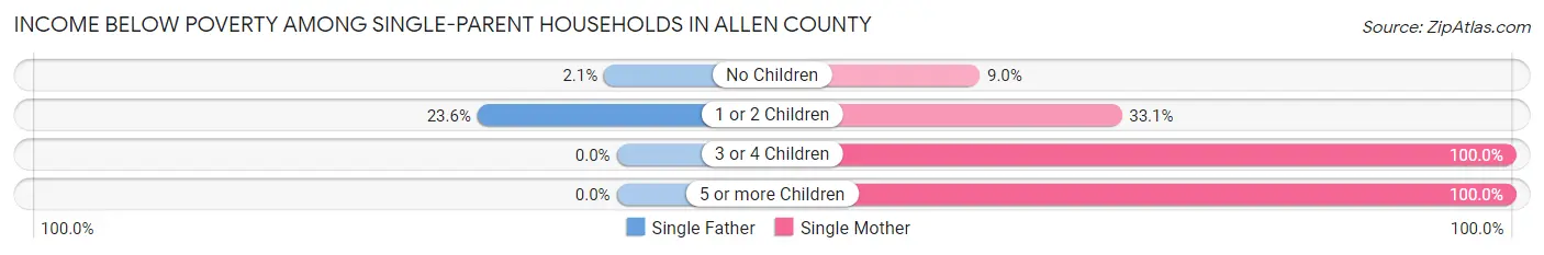 Income Below Poverty Among Single-Parent Households in Allen County