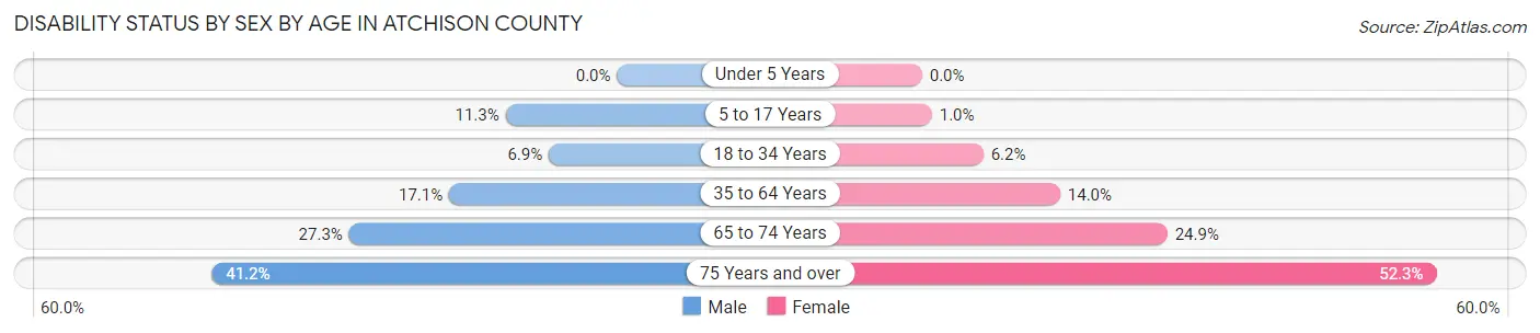 Disability Status by Sex by Age in Atchison County