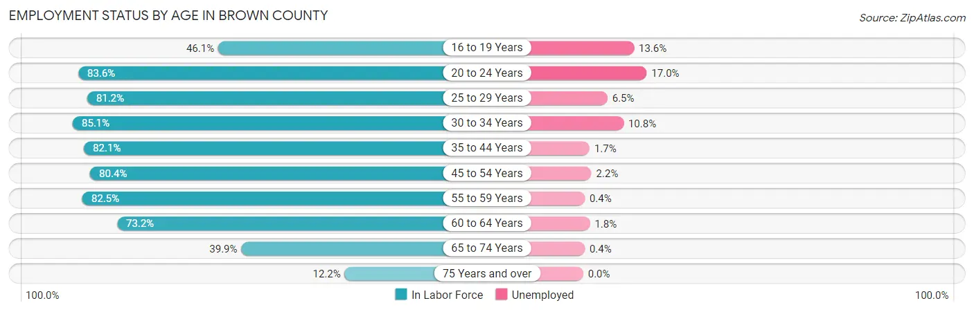 Employment Status by Age in Brown County