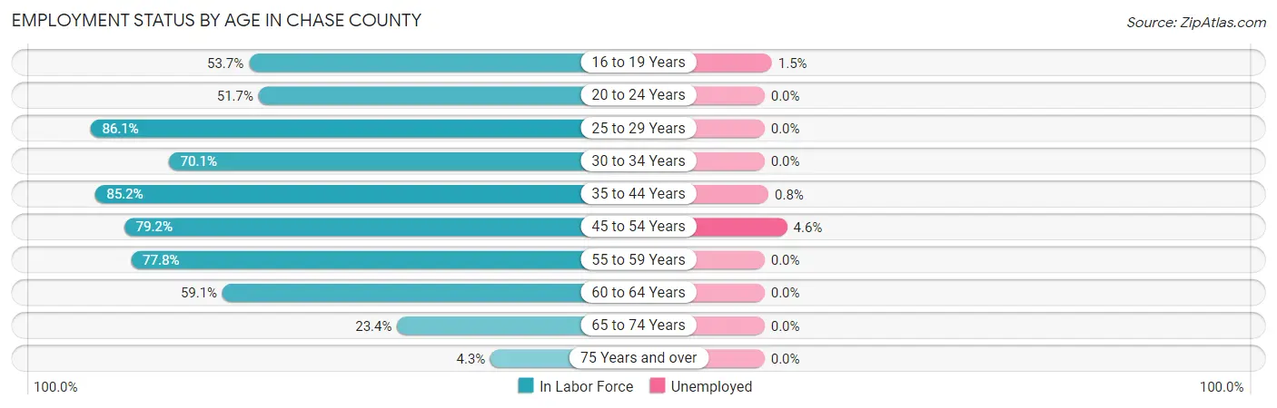 Employment Status by Age in Chase County