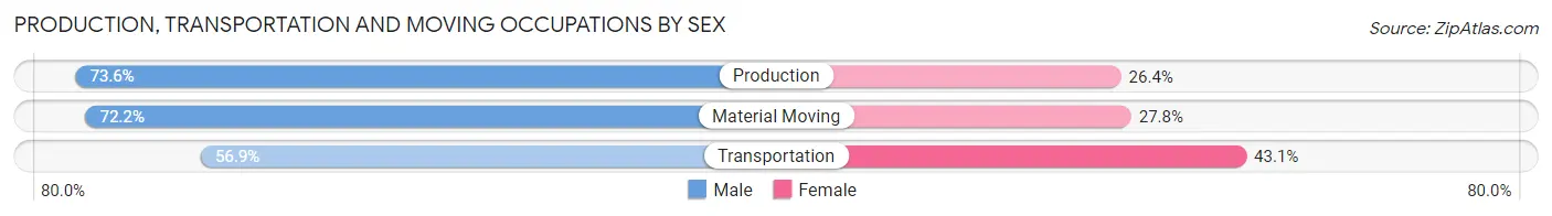 Production, Transportation and Moving Occupations by Sex in Chase County