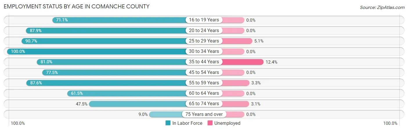 Employment Status by Age in Comanche County