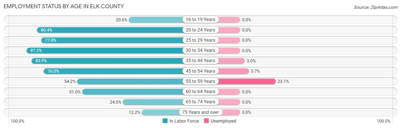 Employment Status by Age in Elk County