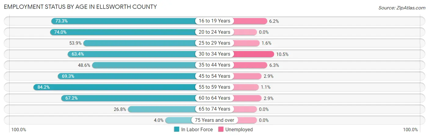 Employment Status by Age in Ellsworth County