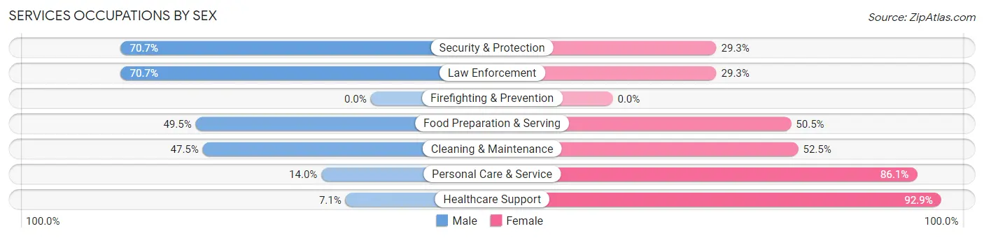 Services Occupations by Sex in Ellsworth County