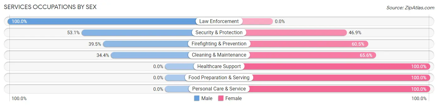 Services Occupations by Sex in Haskell County