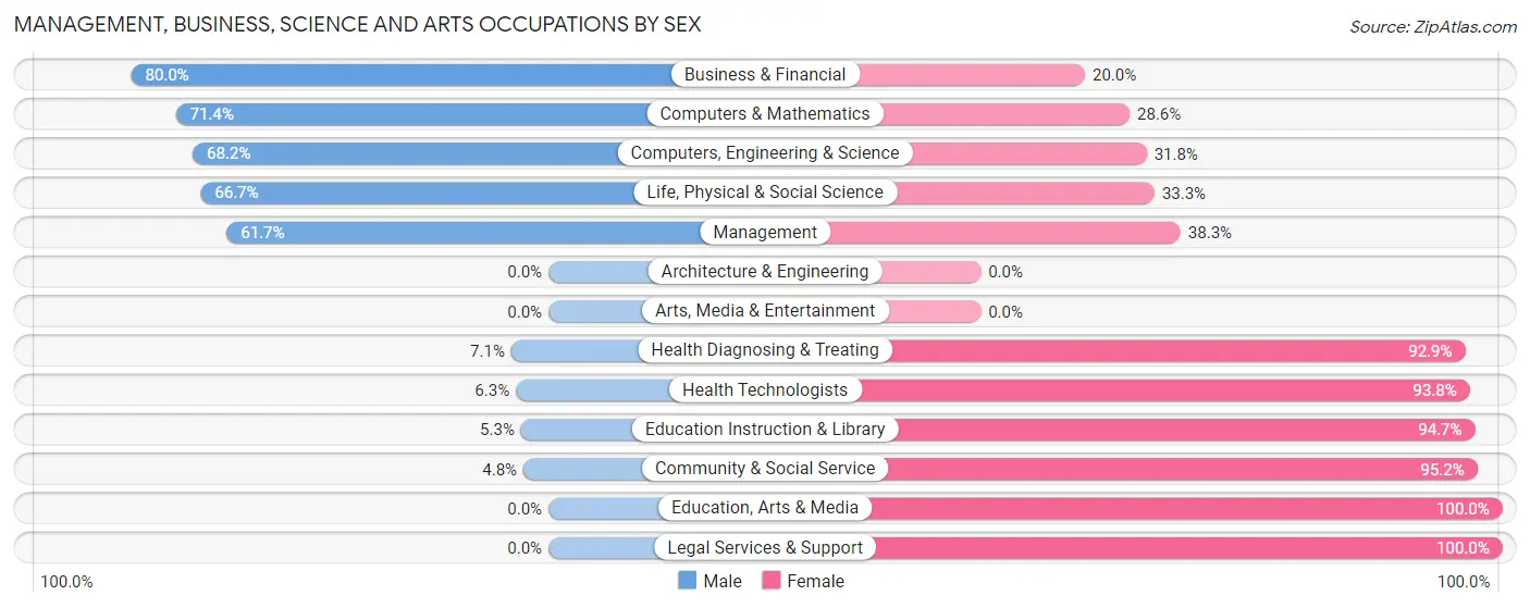 Management, Business, Science and Arts Occupations by Sex in Morton County