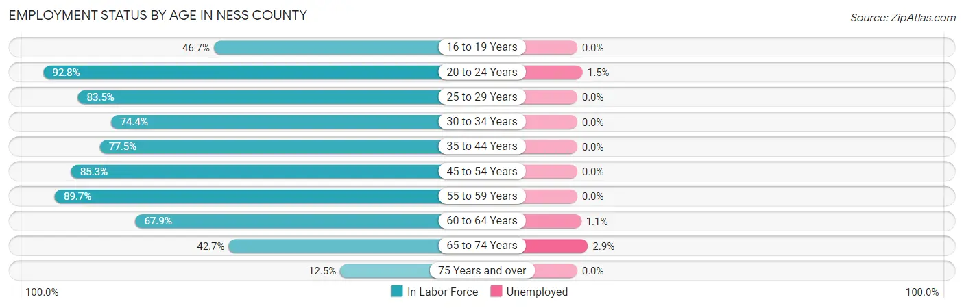Employment Status by Age in Ness County