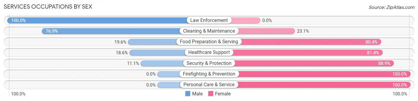 Services Occupations by Sex in Rawlins County