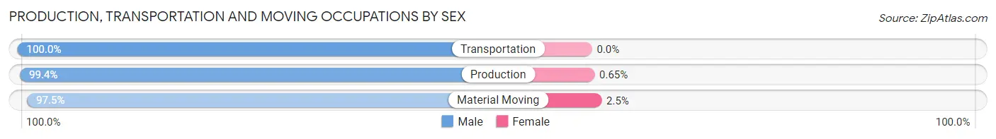 Production, Transportation and Moving Occupations by Sex in Russell County