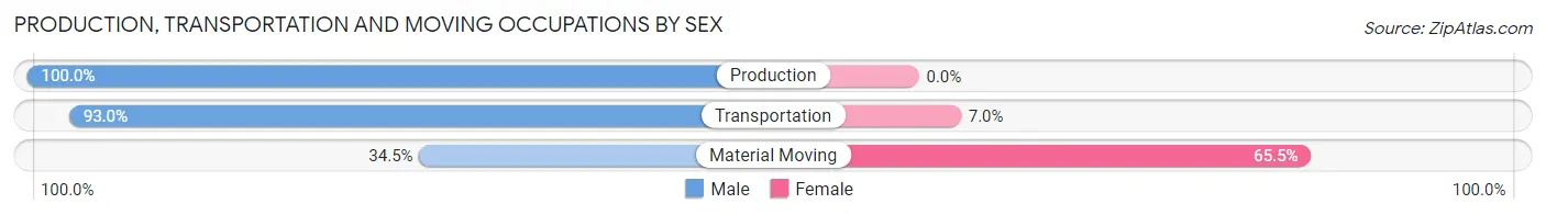 Production, Transportation and Moving Occupations by Sex in Stevens County