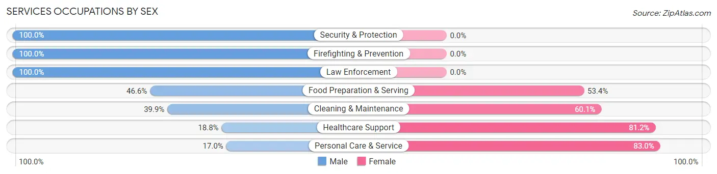 Services Occupations by Sex in Wilson County