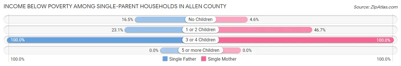 Income Below Poverty Among Single-Parent Households in Allen County