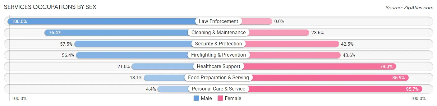 Services Occupations by Sex in Bath County