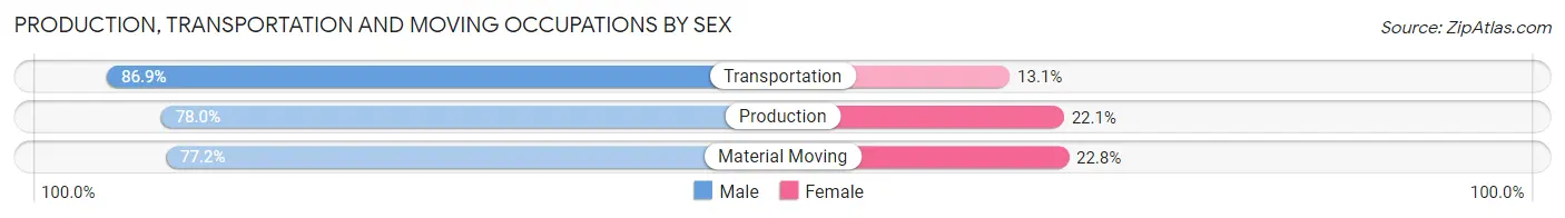 Production, Transportation and Moving Occupations by Sex in Bell County