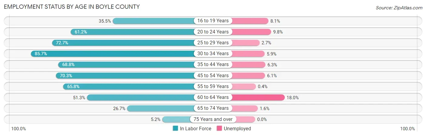 Employment Status by Age in Boyle County