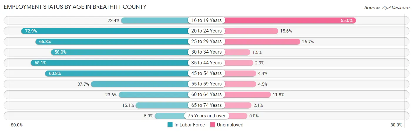Employment Status by Age in Breathitt County
