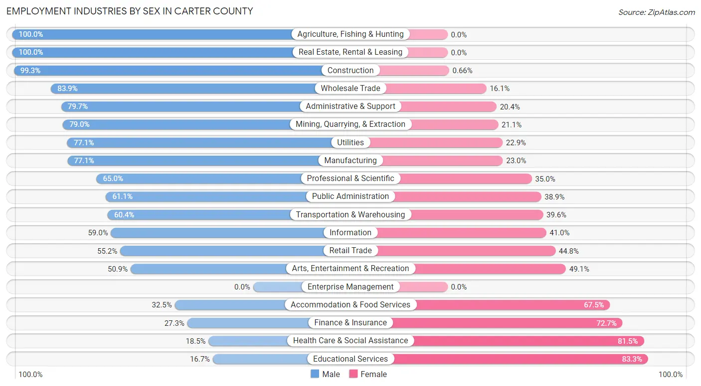 Employment Industries by Sex in Carter County