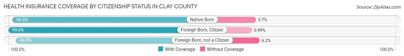Health Insurance Coverage by Citizenship Status in Clay County