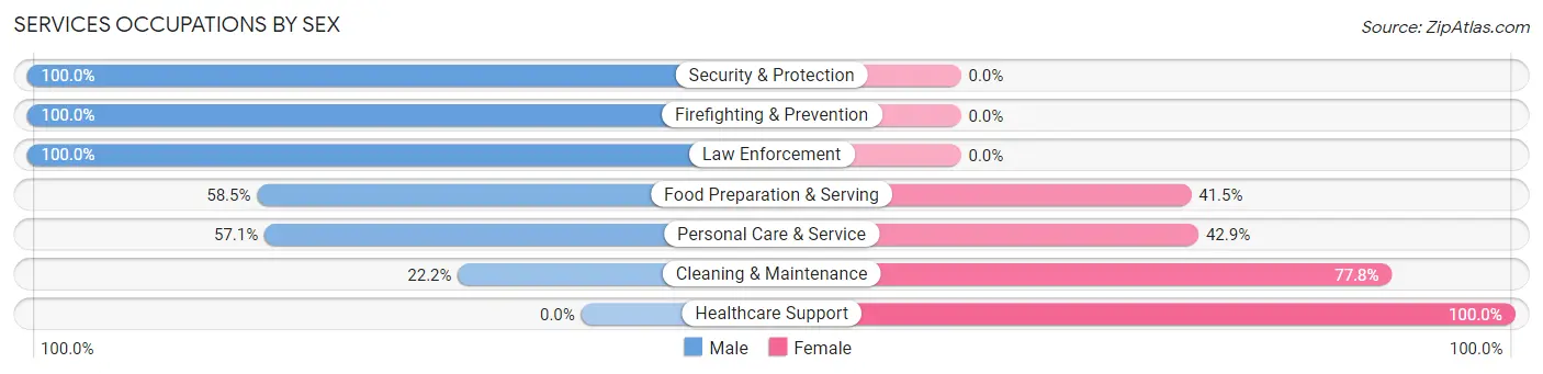 Services Occupations by Sex in Clay County