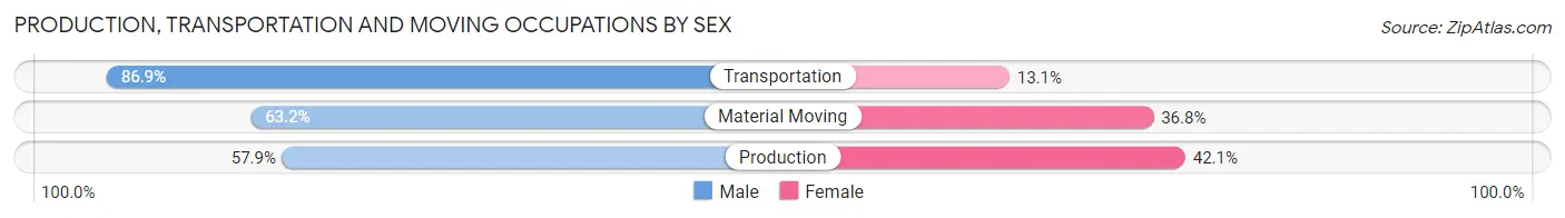 Production, Transportation and Moving Occupations by Sex in Clinton County