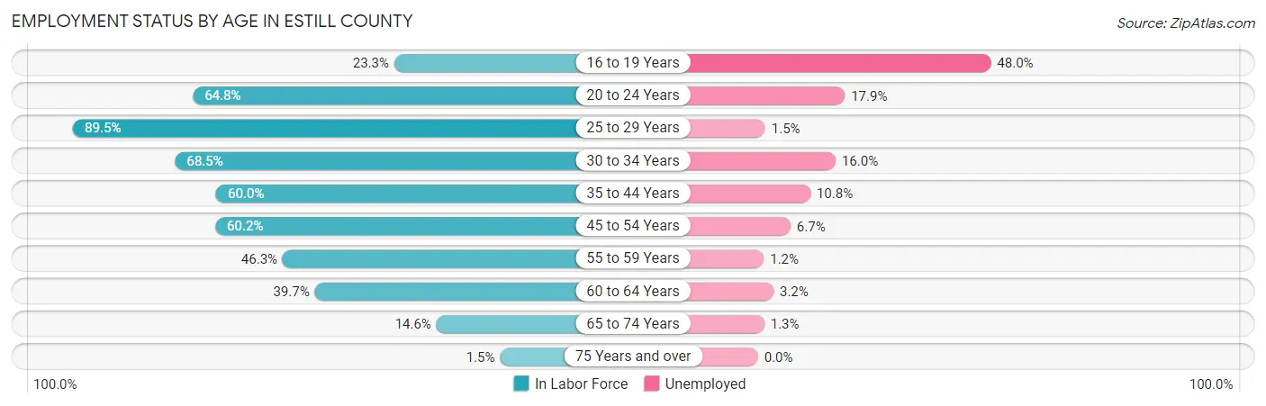 Employment Status by Age in Estill County