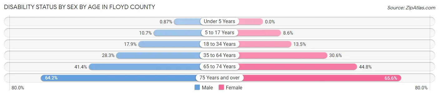 Disability Status by Sex by Age in Floyd County