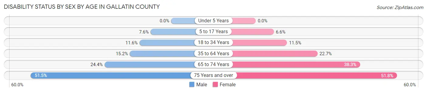 Disability Status by Sex by Age in Gallatin County
