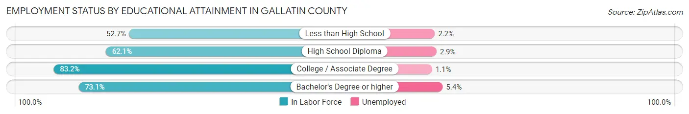 Employment Status by Educational Attainment in Gallatin County