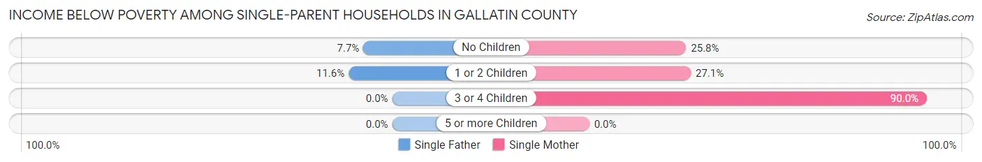 Income Below Poverty Among Single-Parent Households in Gallatin County