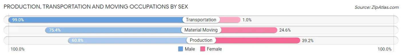Production, Transportation and Moving Occupations by Sex in Grayson County