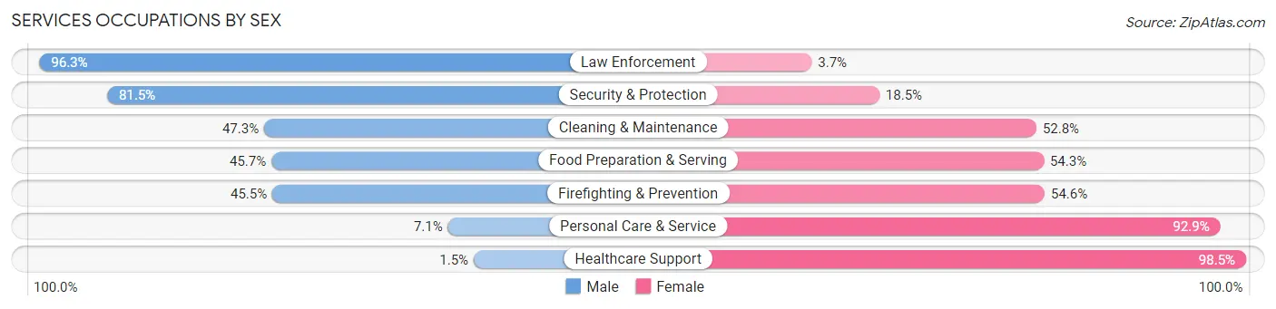 Services Occupations by Sex in Grayson County