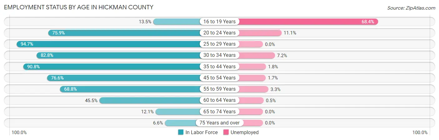 Employment Status by Age in Hickman County