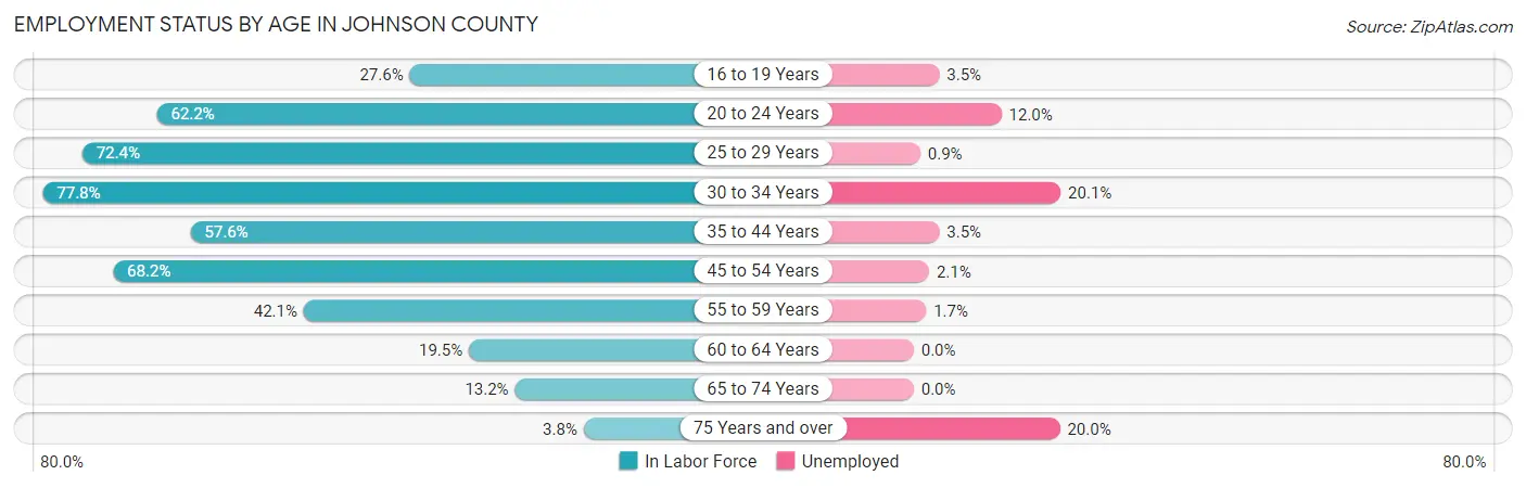 Employment Status by Age in Johnson County