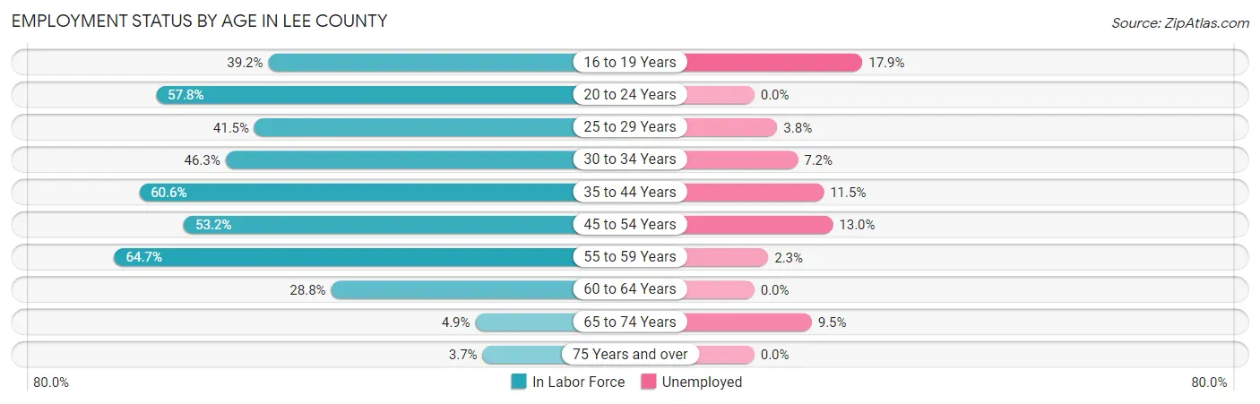 Employment Status by Age in Lee County