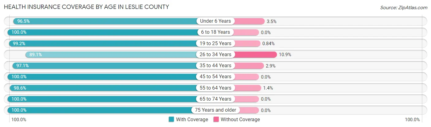 Health Insurance Coverage by Age in Leslie County